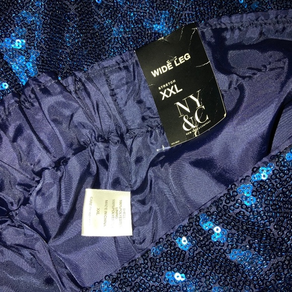 New York & Company Sequin Blue Wide Leg Party Holiday Pants Plus Size XXL NEW - Picture 12 of 12